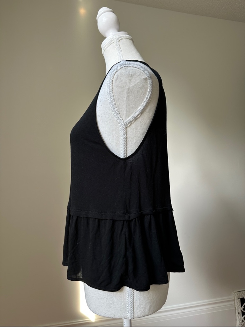 WILFRED Black Oversized Bohemian Summer Preppy Peplum Tank Top Small - Picture 2 of 5